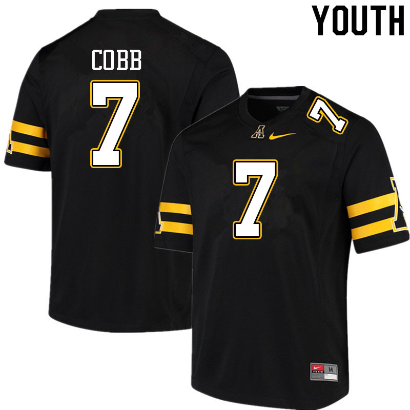 Youth #7 Trey Cobb Appalachian State Mountaineers College Football Jerseys Sale-Black - Click Image to Close